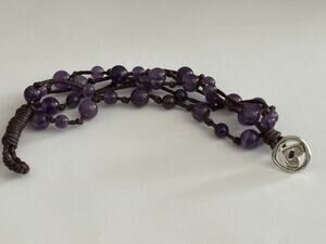 Amethyst Beaded Bracelet Sterling Silver Clasp